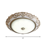 Vintage Cream Glass Dome Flush Mount Lamp - White Led Lighting Fixture 16/18/21.5 Wide