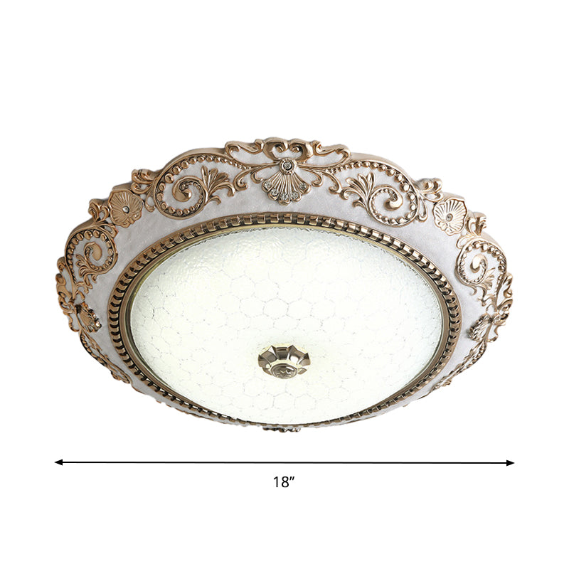 Vintage Cream Glass Dome Flush Mount Lamp - White Led Lighting Fixture 16/18/21.5 Wide