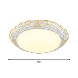 Rounded Cream Glass Led Ceiling Lamp - Traditional Bedroom Lighting In White-Gold