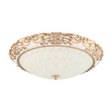 Vintage Gold Led Flush Mount Light With Domed Opaque Glass Shade - 14’/16’/20’ Width