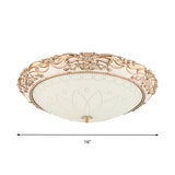 Vintage Gold Led Flush Mount Light With Domed Opaque Glass Shade - 14/16/20 Width Warm/White Living