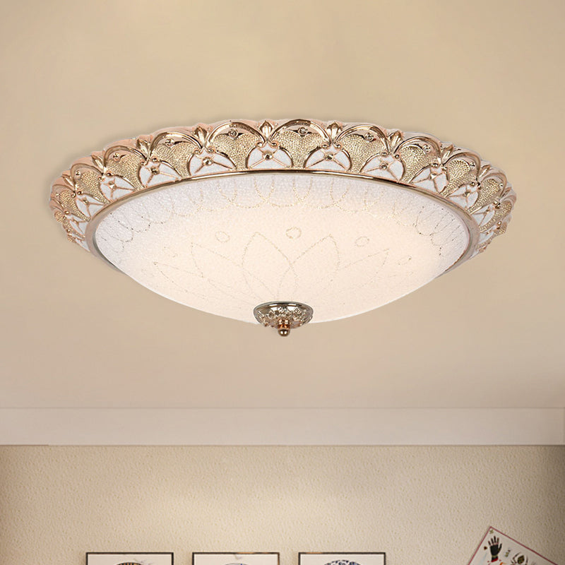 Farmhouse Dome Flush Light Fixture - Cream Glass Led Mount Ceiling Lamp In Gold (14/16/20)