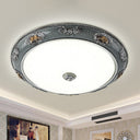 Traditional Frosted Glass Dome Shade Flush Mount Fixture - Led Grey Ceiling In Warm/White Light