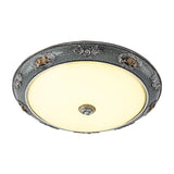 Traditional Frosted Glass Dome Shade Flush Mount Fixture - Led Grey Ceiling In Warm/White Light