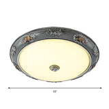 Traditional Frosted Glass Dome Shade Flush Mount Fixture - Led Grey Ceiling In Warm/White Light
