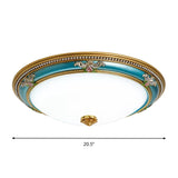 Led Flush Ceiling Lighting - Blue Glass Dome Shade Farmhouse Style Bedroom Mount 15/18/20.5 Width