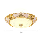 Country Textured Glass Flush Mount Light - Led Gold Bowl Living Room Lighting (12/16/19.5 W)