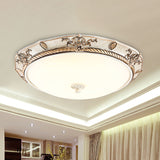16/19.5 W Vintage Led Ceiling Mount Light Fixture With Milky Glass Dome Shade (White/Gold) For