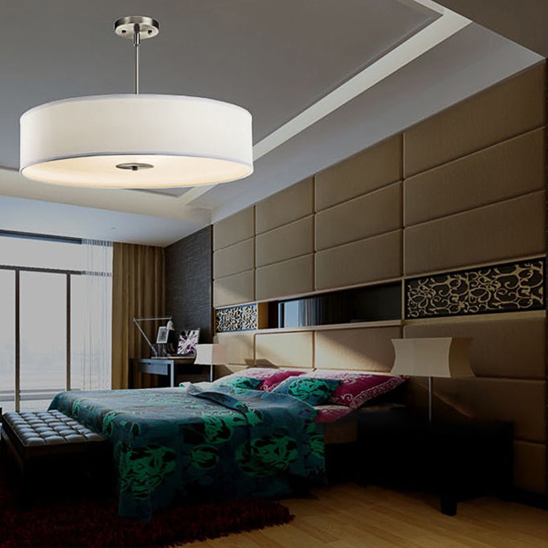 Modern White Led Drum Pendant Light Fixture - 16/19.5/23.5 Dia / 16
