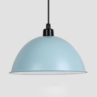 Nordic Stylish Bowl Pendant Lamp - Single Light Aluminum Hanging For Gallery Cafe Blue / 14