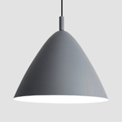 Stylish Monochrome Pyramid Hanging Light With Single Metallic Bulb - Perfect For Study Rooms Grey /