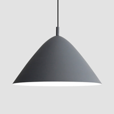 Stylish Monochrome Pyramid Hanging Light With Single Metallic Bulb - Perfect For Study Rooms Grey /