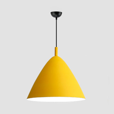 Candy Colored Nordic Pendant Light - 10.5/13/16 Inch Wide Aluminum Hanging Fixture For Cafes Yellow