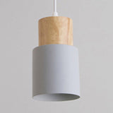 Modern Metal And Wood Pendant Light For Office Or Hallway With 1 Cylindrical Hanging Lamp