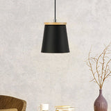 Nordic Style Single Light Metal Pendant Lamp For Hallways And Balconies With Tapered Shade