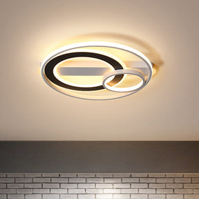 Halo Ring Modern Black - White Led Ceiling Lamp Fixture - Metallic Flush Lighting In Warm/White