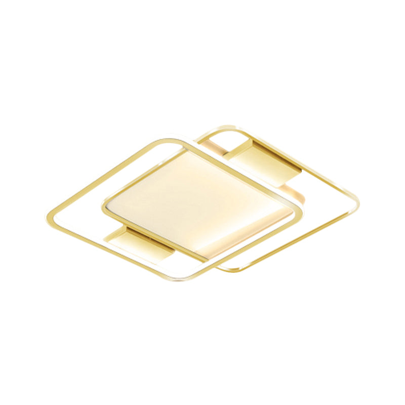 Minimal Dual Rhombus Flush Light - Gold Finish Led Metal Lamp (16.5/20.5 Wide) In Warm/White