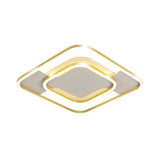 Gold Metal Flush Mount Led Ceiling Light With Rhombus Frame And Warm/White - 16.5/20.5 W