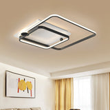 Modern Rhombus Frame Led Flush Light In Black/Gold 18/21.5 Sizes Warm/White Option