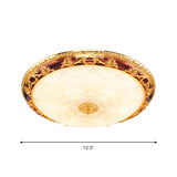 Vintage Gold Led Flush Ceiling Light With Blossom Frosted Glass Bowl - 12.5/15/19 Width