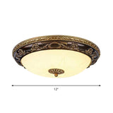 Classic Bowl Ceiling Flush Led Mount Lighting In Black - 12’/16’ Wide Cream Glass Ideal For Bedrooms