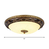 Classic Bowl Ceiling Flush Led Mount Lighting In Black - 12/16 Wide Cream Glass Ideal For Bedrooms