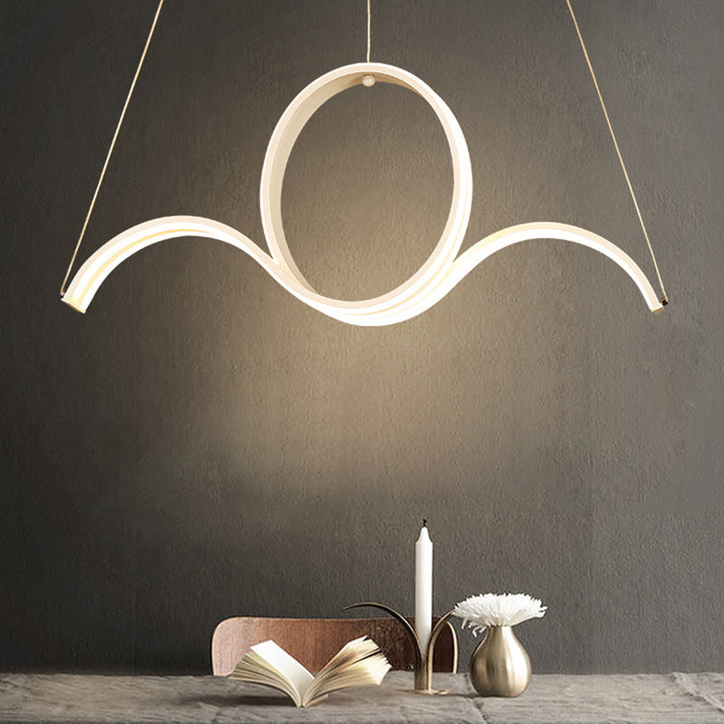 Modern Acrylic Led Pendant Chandelier For Dining Room – Twisting Design In Warm/White Light