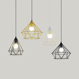 Diamond Wire Guard Pendant Light - Rustic Metal Hanging Lamp For Stair Cafe