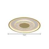 Gold Led Metal Flush Ceiling Lamp - 16/19.5 Simple Design Square/Round Fixture