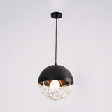 Metal Sphere Pendant Light Fixture - Hollow Design 1-Bulb Contemporary Suspended Black / 8