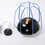 Nordic Metal Single Pendant Light In Black/Blue/Orange - Wire Guard Ceiling Hanging Lamp