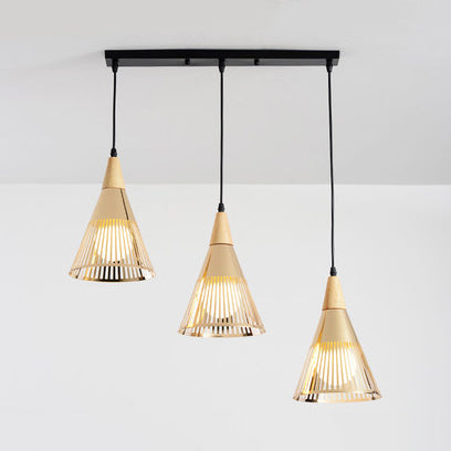 Modern Gold Metallic Conical Ceiling Light For Restaurant Cafe - Stylish Overhead Lighting 3 /