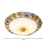 Led Flush Mount Countryside Glass Ceiling Lamp In Brown - 14/16/19.5 Width For Bedroom