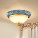 Blue Countryside Flush Mount Lamp For Bedroom - 15/19 Wide / 15