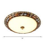 Traditional Opal Glass Flush Mount Led Ceiling Light In Brown (13/16/19.5 Widths) With Warm/White