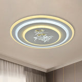 Modern Crystal Led Ceiling Lamp White Flush Mount For Dining Room