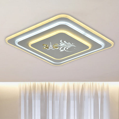 Modern Crystal Led Ceiling Lamp White Flush Mount For Dining Room