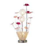 Rose & Dandelion Led Night Light With Crystal Vase - Art Decor Desk Lighting (Gold)