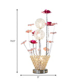 Rose & Dandelion Led Night Light With Crystal Vase - Art Decor Desk Lighting (Gold)