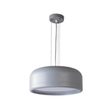 Modern Acrylic Drum Pendant Lamp 1 Light Grey/Coffee For Living Room Ceiling 14/19/23.5 Wide