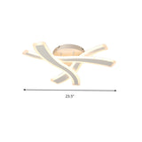 Modern Semi - Flush Acrylic Led Ceiling Light For Bedroom - Crossed Line Design Warm/White