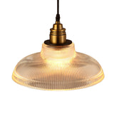 Industrial Barn Pendant Light 1-Light 8/10/12 Wide Clear Prismatic Glass Hanging Lamp