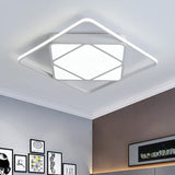 Modern Metal Rhombus Flush Mount Ceiling Light For Bedroom - Led White/Black Warm/White 18/23.5 Wide