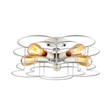 Modern Wire Caged Bloom-Shaped Ceiling Light - 5-Light Semi-Flush Mount In White For Bedroom
