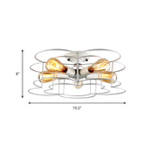 Modern Wire Caged Bloom-Shaped Ceiling Light - 5-Light Semi-Flush Mount In White For Bedroom