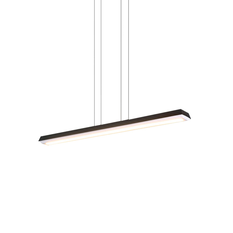 Sleek Modern Black Led Office Pendant Lighting Kit With Slim Rectangular Linear Metal Shade