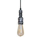 Rustic Style 1-Light Bare Bulb Hanging Light With Wrought Iron Ceiling Fixture - Ideal For Bathrooms