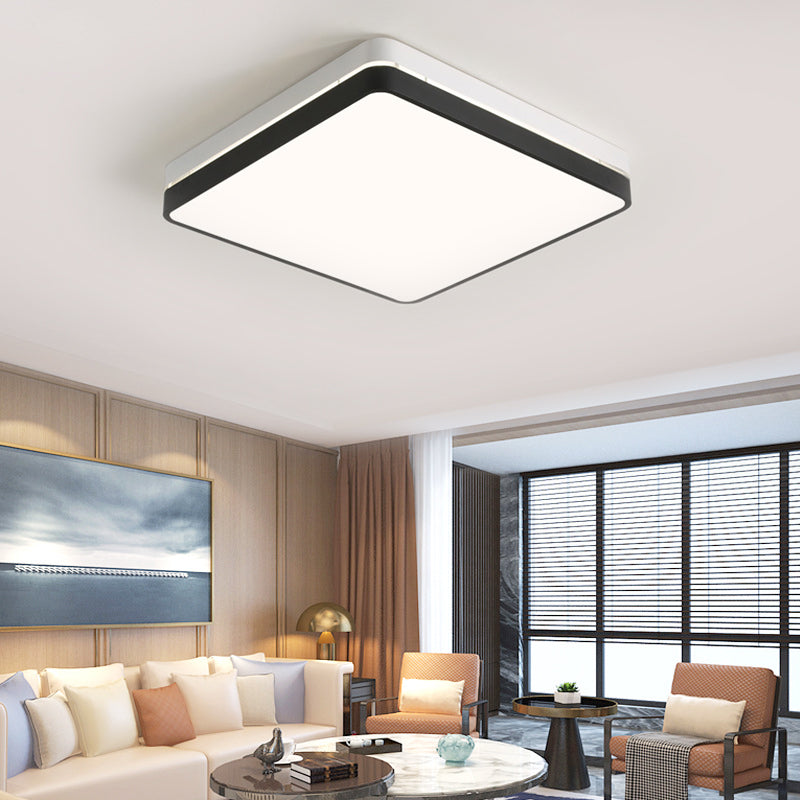 Modern Black And White Square Ceiling Light With Led Flush Lighting For The Bedroom / 21