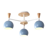 Nordic Style Wood And Metal Ceiling Light 3-Light Semi Flush Mount With Orb Shade For Kids Bedroom 3