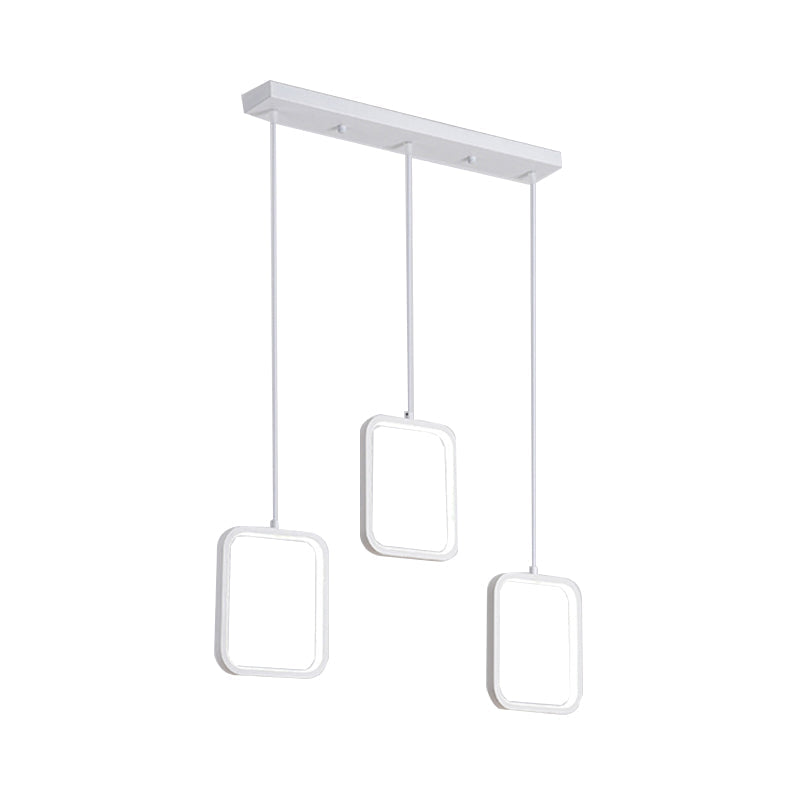 Contemporary Led Acrylic Ceiling Light Fixture - Black/White Square Drop Pendant In Warm/White
